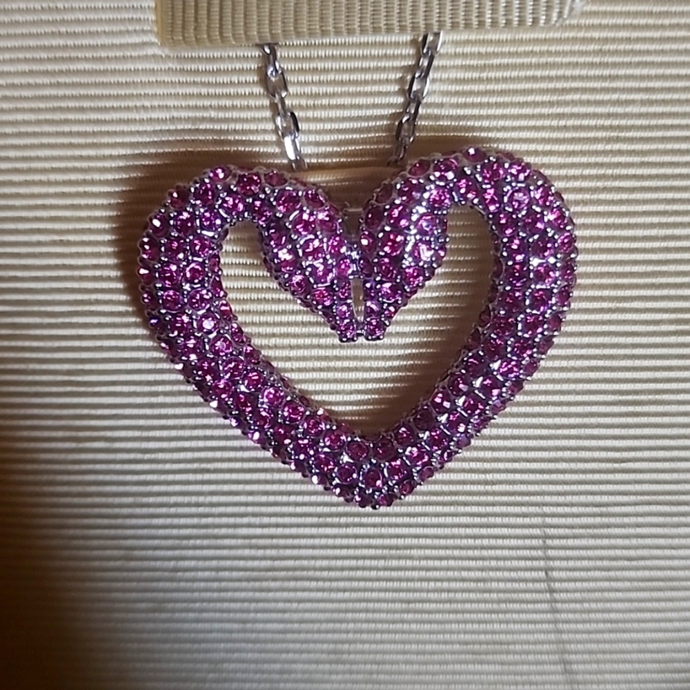 Swarovski Pink Swan Heart Necklace